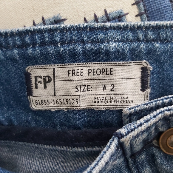 FREE PEOPLE blue denim jean skirt mini button down front - Picture 10 of 13